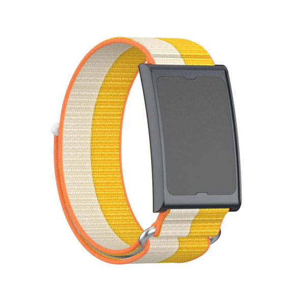 For Amazfit Helio Strap Metal Ring Two Sections Nylon Hook and Loop Fastener Watch Band(Kibu White)