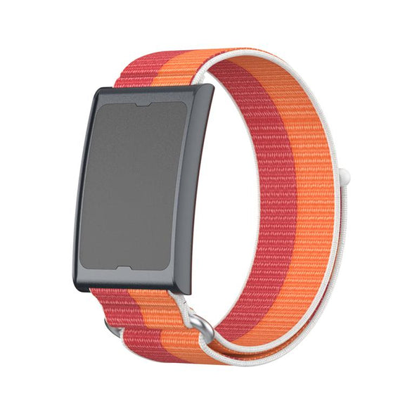 For Amazfit Helio Strap Metal Ring Two Sections Nylon Hook and Loop Fastener Watch Band(Peony)