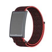 For Amazfit Helio Strap Metal Ring Two Sections Nylon Hook and Loop Fastener Watch Band(Red Black)