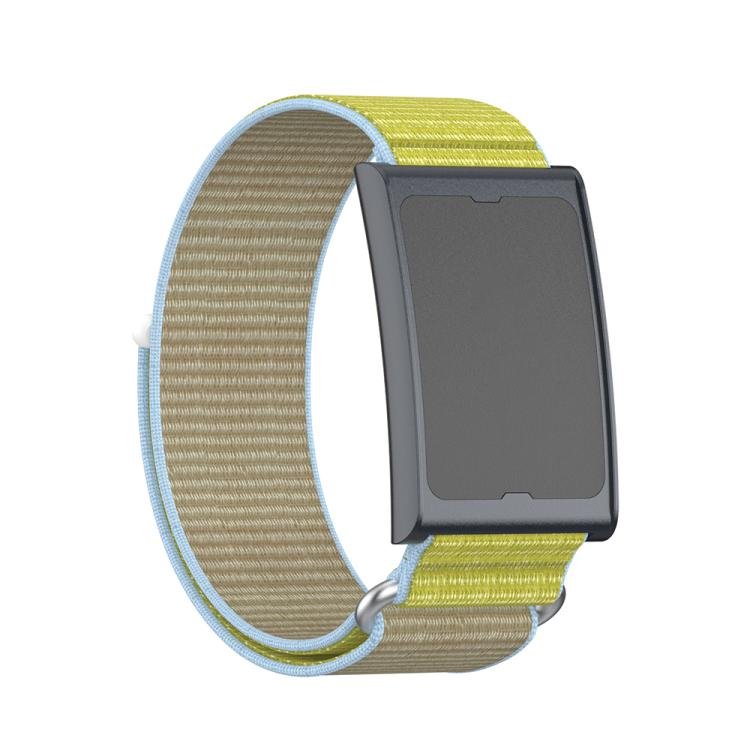 For Amazfit Helio Strap Metal Ring Two Sections Nylon Hook and Loop Fastener Watch Band(Camel)
