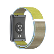 For Amazfit Helio Strap Metal Ring Two Sections Nylon Hook and Loop Fastener Watch Band(Camel)