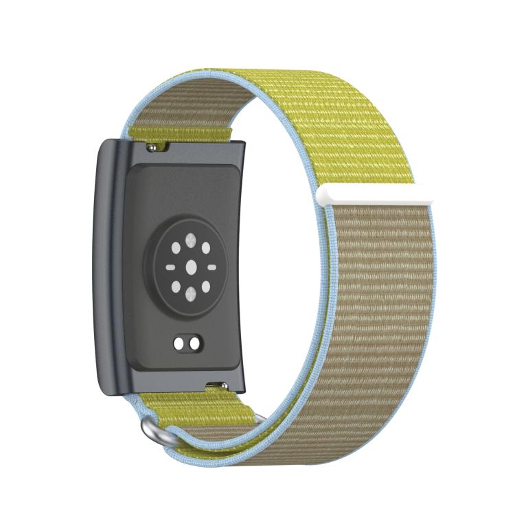 For Amazfit Helio Strap Metal Ring Two Sections Nylon Hook and Loop Fastener Watch Band(Camel)