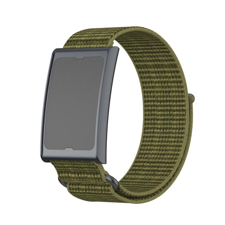 For Amazfit Helio Strap Metal Ring Two Sections Nylon Hook and Loop Fastener Watch Band(Olive Green) - free shipping - PMC TechLife - Order now!