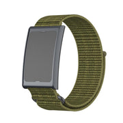 For Amazfit Helio Strap Metal Ring Two Sections Nylon Hook and Loop Fastener Watch Band(Olive Green)