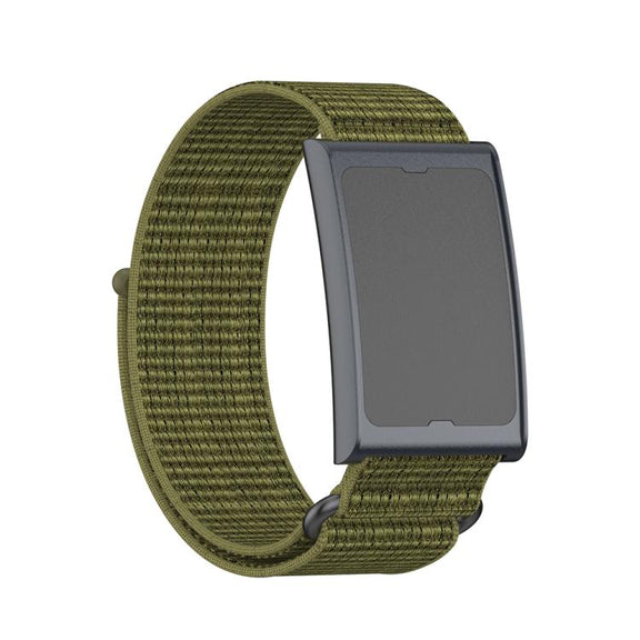 For Amazfit Helio Strap Metal Ring Two Sections Nylon Hook and Loop Fastener Watch Band(Olive Green)