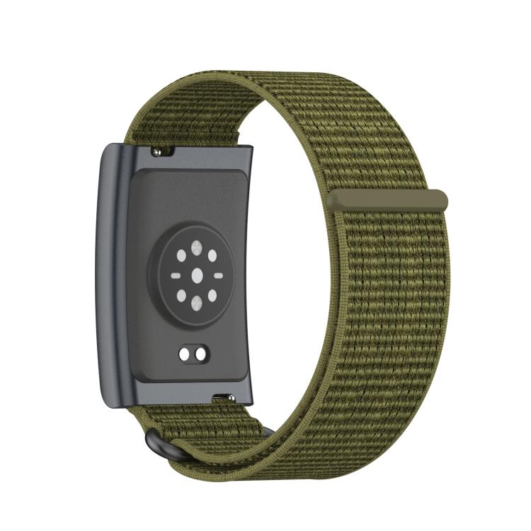 For Amazfit Helio Strap Metal Ring Two Sections Nylon Hook and Loop Fastener Watch Band(Olive Green) - free shipping - PMC TechLife - Order now!