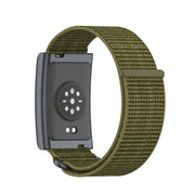 For Amazfit Helio Strap Metal Ring Two Sections Nylon Hook and Loop Fastener Watch Band(Olive Green)