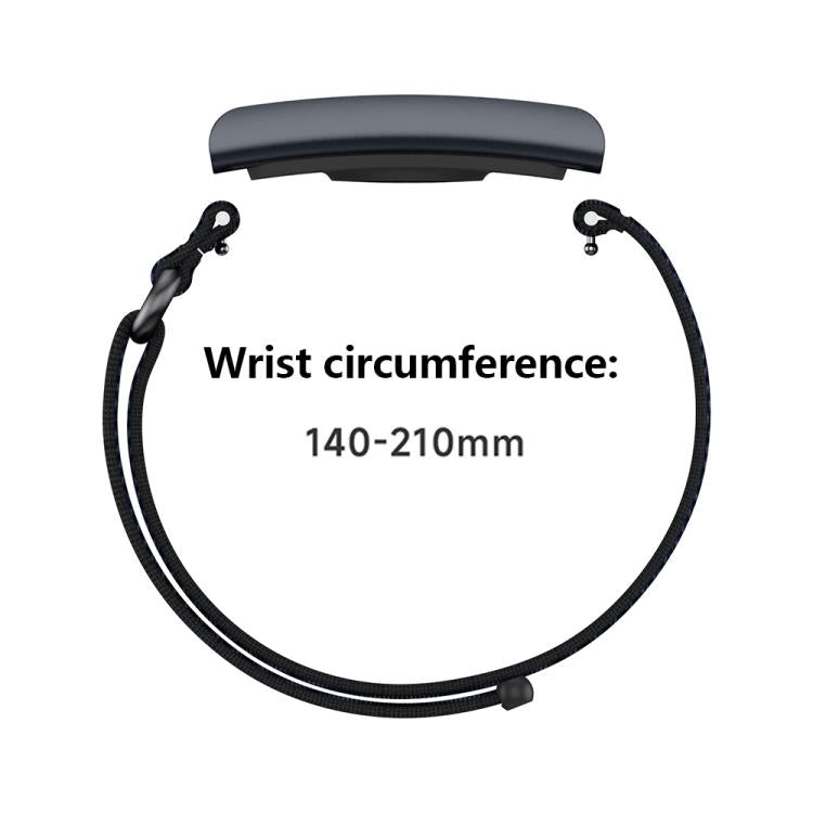 For Amazfit Helio Strap Metal Ring Two Sections Nylon Hook and Loop Fastener Watch Band(Deep Black)