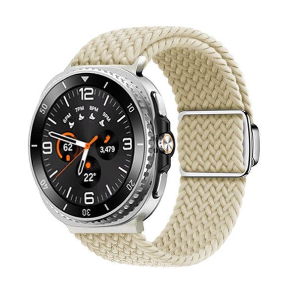 For Samsung Galaxy Watch8 / Watch8 Classic Magnetic Buckle Braided Nylon Watch Band(Starlight)