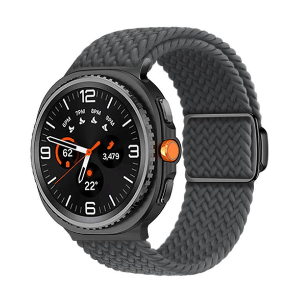 For Samsung Galaxy Watch8 / Watch8 Classic Magnetic Buckle Braided Nylon Watch Band(Space Gray)