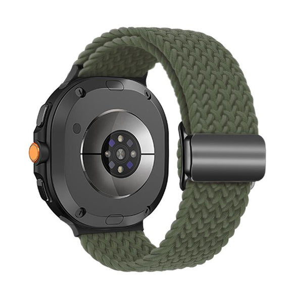 For Samsung Galaxy Watch8 / Watch8 Classic Magnetic Buckle Braided Nylon Watch Band(Olive Green)