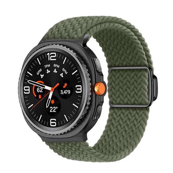 For Samsung Galaxy Watch8 / Watch8 Classic Magnetic Buckle Braided Nylon Watch Band(Olive Green)