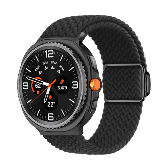 For Samsung Galaxy Watch8 / Watch8 Classic Magnetic Buckle Braided Nylon Watch Band(Black)