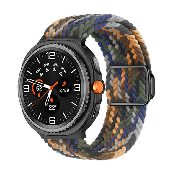 For Samsung Galaxy Watch8 / Watch8 Classic Magnetic Buckle Braided Nylon Watch Band(Camouflage Colorful)