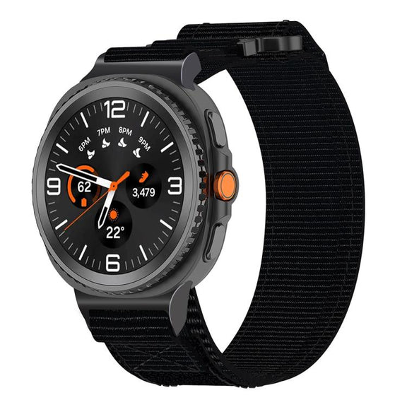 For Samsung Galaxy Watch8 / Watch8 Classic Two Sections Nylon Hook And Loop Fastener Watch Band(Black)