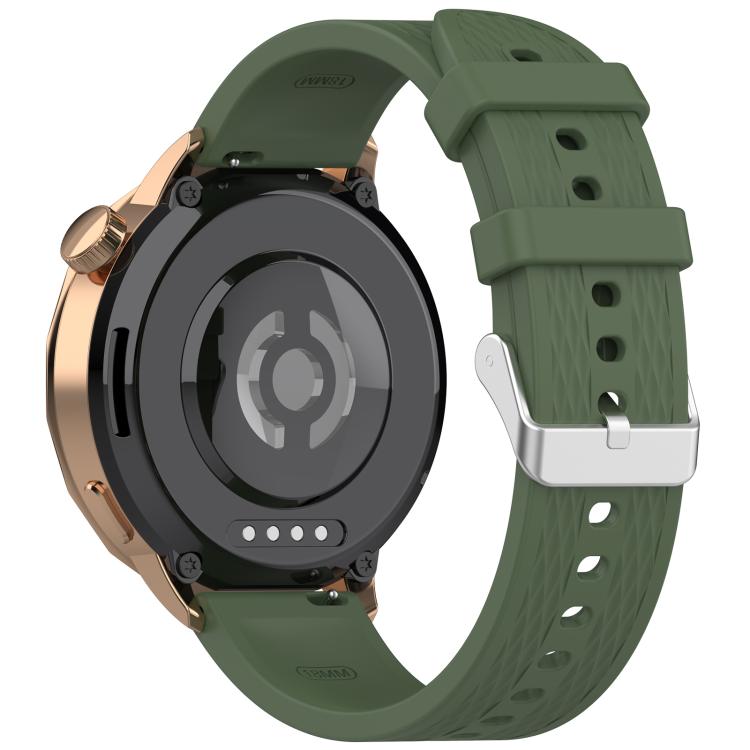 For OnePlus Watch 3 43mm Rhombic Texture Groove Silicone Watch Band(Dark Green)