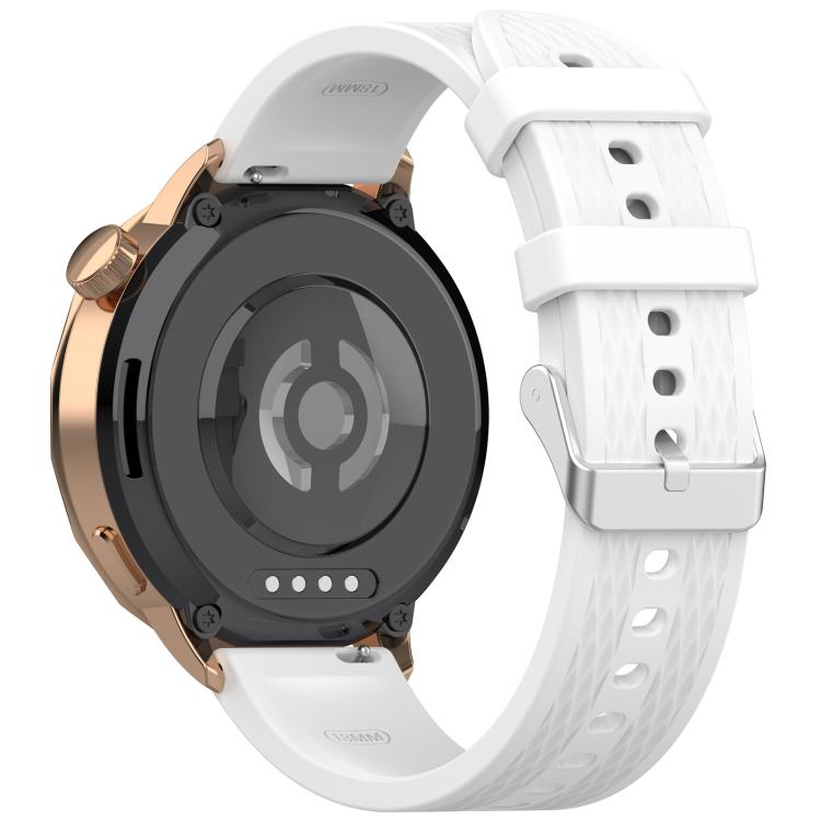 For OnePlus Watch 3 43mm Rhombic Texture Groove Silicone Watch Band(White)
