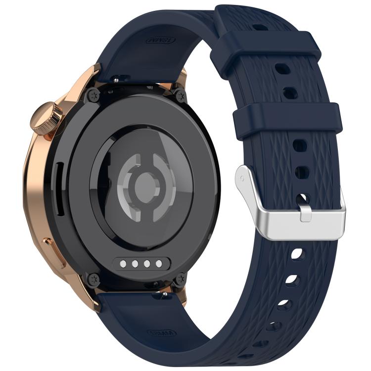 For OnePlus Watch 3 43mm Rhombic Texture Groove Silicone Watch Band(Ink Blue)