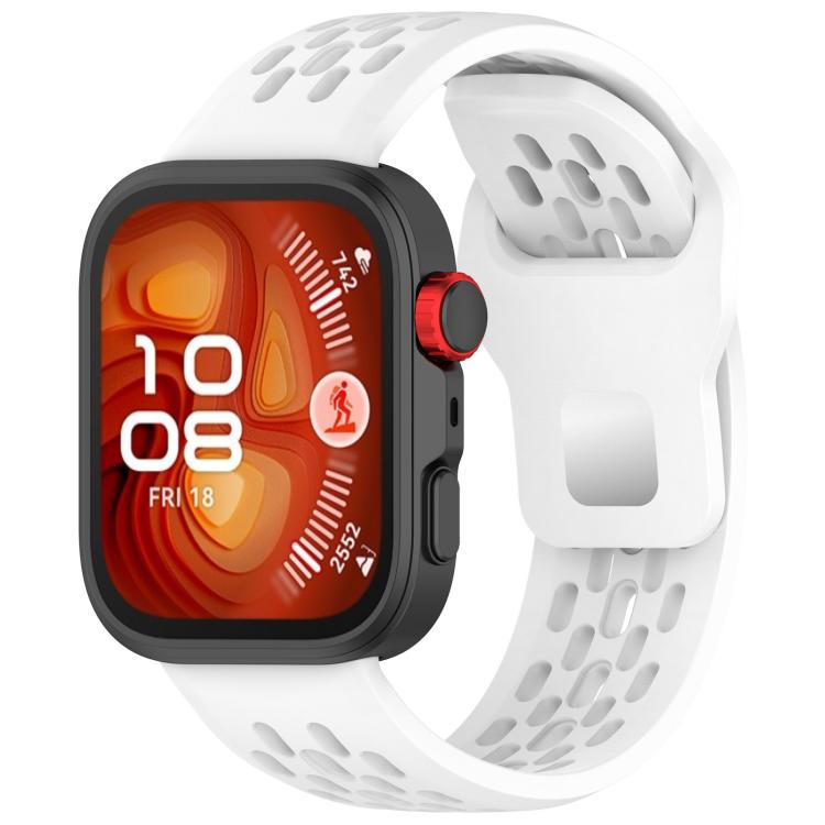 For Huawei Watch Fit4 / Fit4 Pro / Fit3 Mesh Silver Reverse Steel Buckle Silicone Watch Band(White) - free shipping - PMC TechLife - Order now!