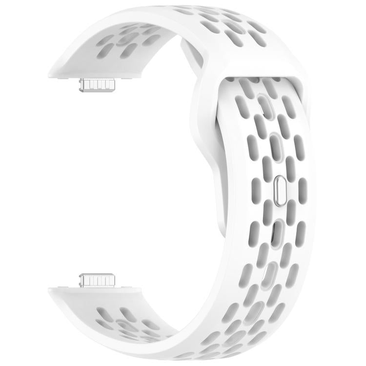 For Huawei Watch Fit4 / Fit4 Pro / Fit3 Mesh Silver Reverse Steel Buckle Silicone Watch Band(White)