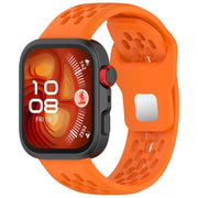 For Huawei Watch Fit4 / Fit4 Pro / Fit3 Mesh Silver Reverse Steel Buckle Silicone Watch Band(Orange)