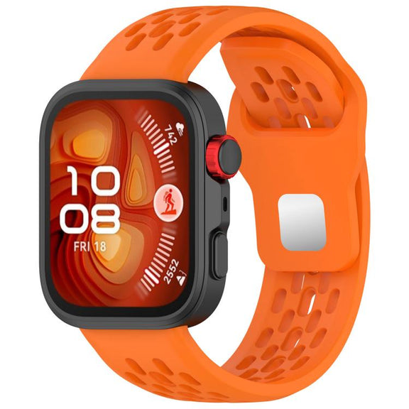 For Huawei Watch Fit4 / Fit4 Pro / Fit3 Mesh Silver Reverse Steel Buckle Silicone Watch Band(Orange)