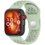 For Huawei Watch Fit4 / Fit4 Pro / Fit3 Mesh Silver Reverse Steel Buckle Silicone Watch Band(Green)