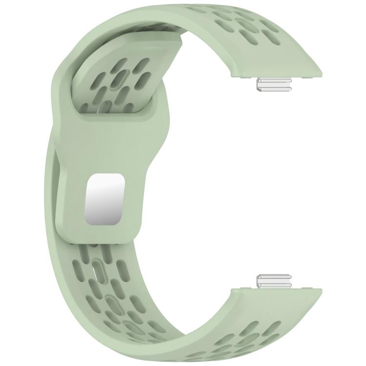 For Huawei Watch Fit4 / Fit4 Pro / Fit3 Mesh Silver Reverse Steel Buckle Silicone Watch Band(Green)