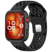 For Huawei Watch Fit4 / Fit4 Pro / Fit3 Mesh Silver Reverse Steel Buckle Silicone Watch Band(Black)