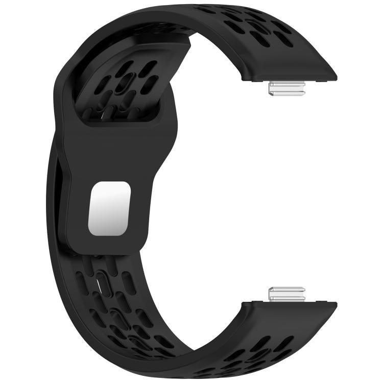 For Huawei Watch Fit4 / Fit4 Pro / Fit3 Mesh Silver Reverse Steel Buckle Silicone Watch Band(Black)