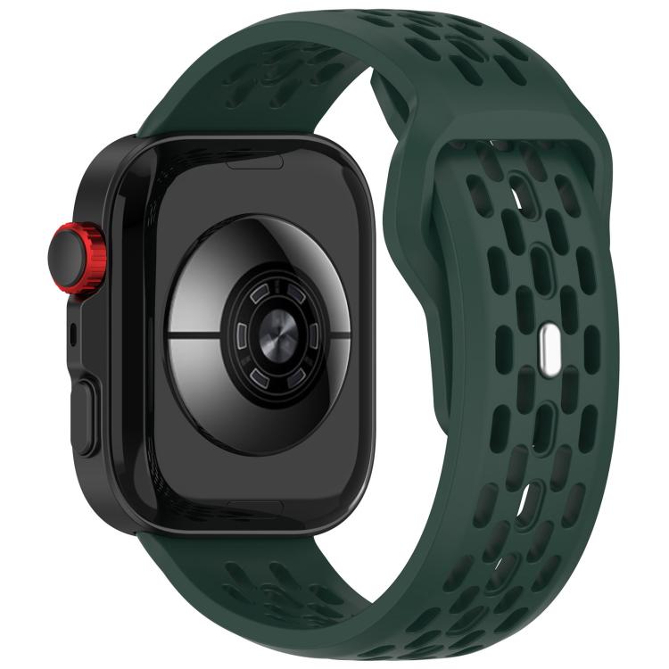 For Huawei Watch Fit4 / Fit4 Pro / Fit3 Mesh Silver Reverse Steel Buckle Silicone Watch Band(Dark Green)