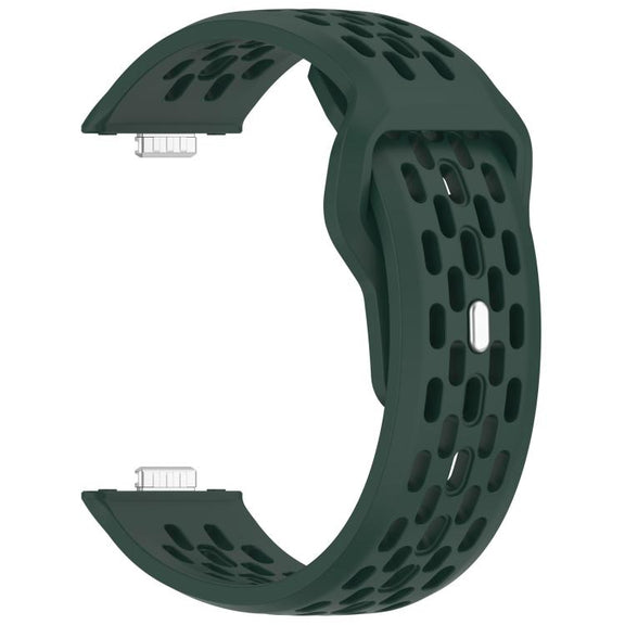 For Huawei Watch Fit4 / Fit4 Pro / Fit3 Mesh Silver Reverse Steel Buckle Silicone Watch Band(Dark Green)