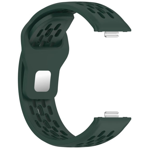 For Huawei Watch Fit4 / Fit4 Pro / Fit3 Mesh Silver Reverse Steel Buckle Silicone Watch Band(Dark Green)