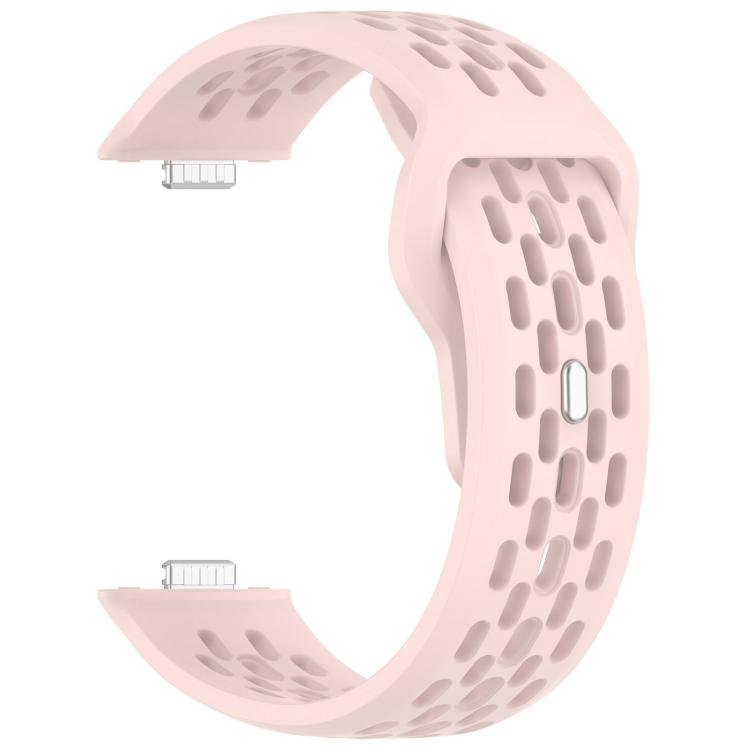 For Huawei Watch Fit4 / Fit4 Pro / Fit3 Mesh Silver Reverse Steel Buckle Silicone Watch Band(Light Pink)