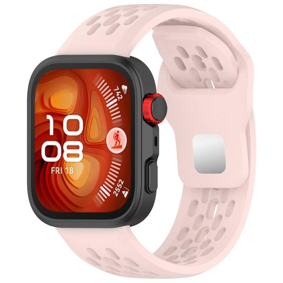 For Huawei Watch Fit4 / Fit4 Pro / Fit3 Mesh Silver Reverse Steel Buckle Silicone Watch Band(Light Pink)