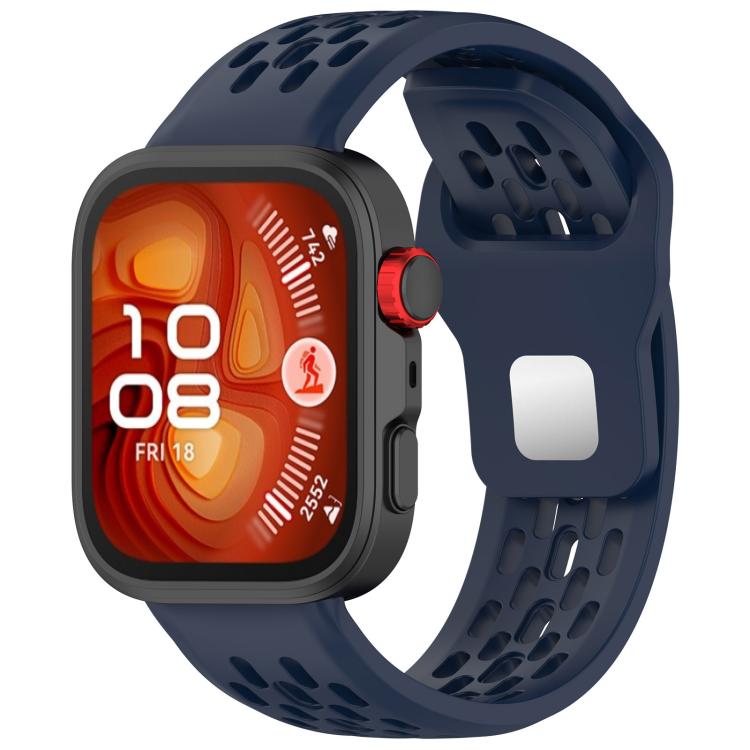 For Huawei Watch Fit4 / Fit4 Pro / Fit3 Mesh Silver Reverse Steel Buckle Silicone Watch Band(Midnight Blue) - free shipping - PMC TechLife - Order now!