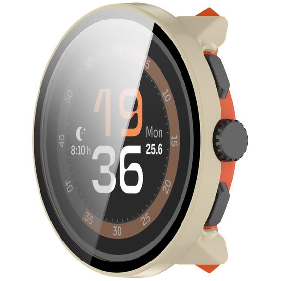 For Suunto Run Tempered Film Integrated PC Watch Protective Cover(Ivory White)