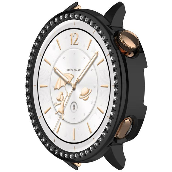 For OnePlus Watch 3 43mm Single Row Diamond Half Coverage Hollow PC Watch Protective Cover(Black)