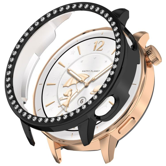 For OnePlus Watch 3 43mm Single Row Diamond Half Coverage Hollow PC Watch Protective Cover(Black)