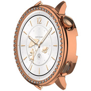 For OnePlus Watch 3 43mm Single Row Diamond Half Coverage Hollow PC Watch Protective Cover(Rose Gold)