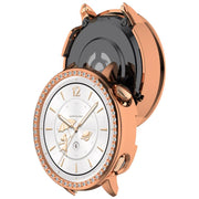 For OnePlus Watch 3 43mm Single Row Diamond Half Coverage Hollow PC Watch Protective Cover(Rose Gold)
