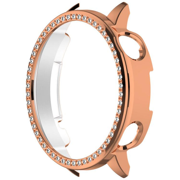 For OnePlus Watch 3 43mm Single Row Diamond Half Coverage Hollow PC Watch Protective Cover(Rose Gold)