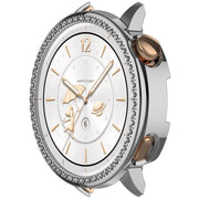 For OnePlus Watch 3 43mm Single Row Diamond Half Coverage Hollow PC Watch Protective Cover(Silver)