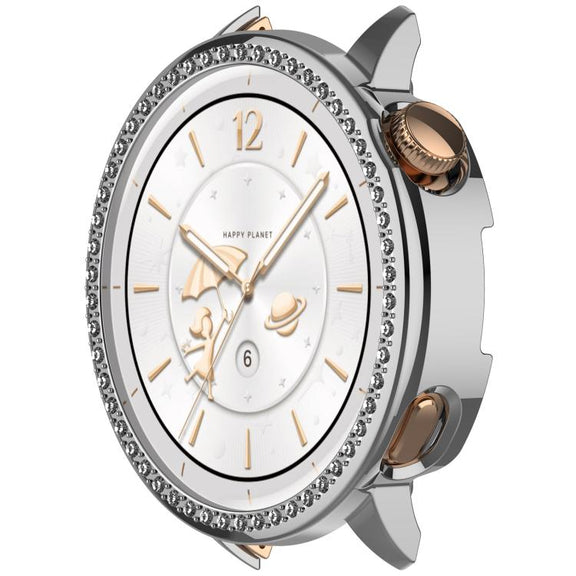 For OnePlus Watch 3 43mm Single Row Diamond Half Coverage Hollow PC Watch Protective Cover(Silver)