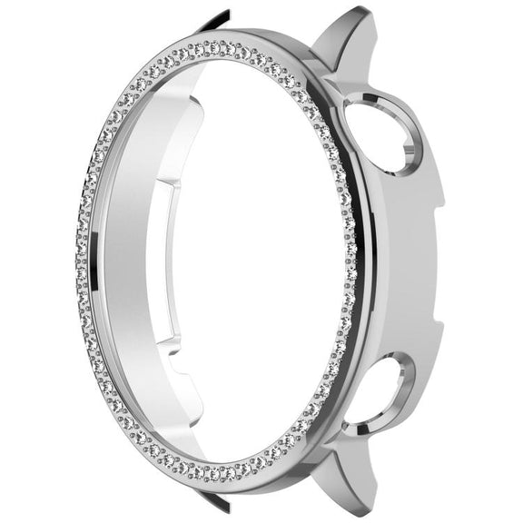 For OnePlus Watch 3 43mm Single Row Diamond Half Coverage Hollow PC Watch Protective Cover(Silver)