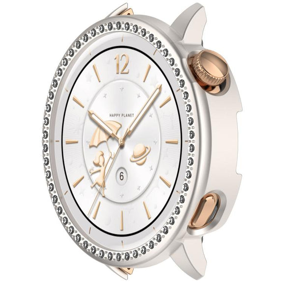 For OnePlus Watch 3 43mm Single Row Diamond Half Coverage Hollow PC Watch Protective Cover(Glossy Starlight Color)