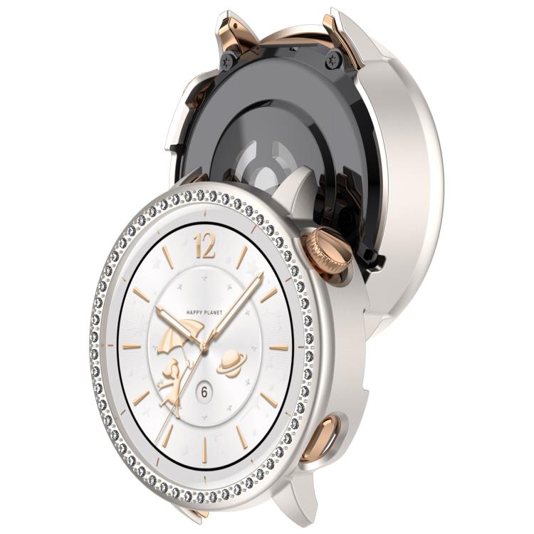 For OnePlus Watch 3 43mm Single Row Diamond Half Coverage Hollow PC Watch Protective Cover(Glossy Starlight Color)