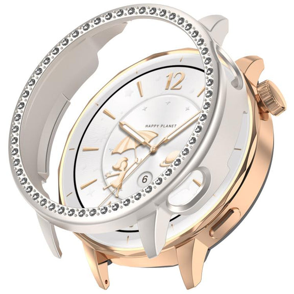 For OnePlus Watch 3 43mm Single Row Diamond Half Coverage Hollow PC Watch Protective Cover(Glossy Starlight Color)