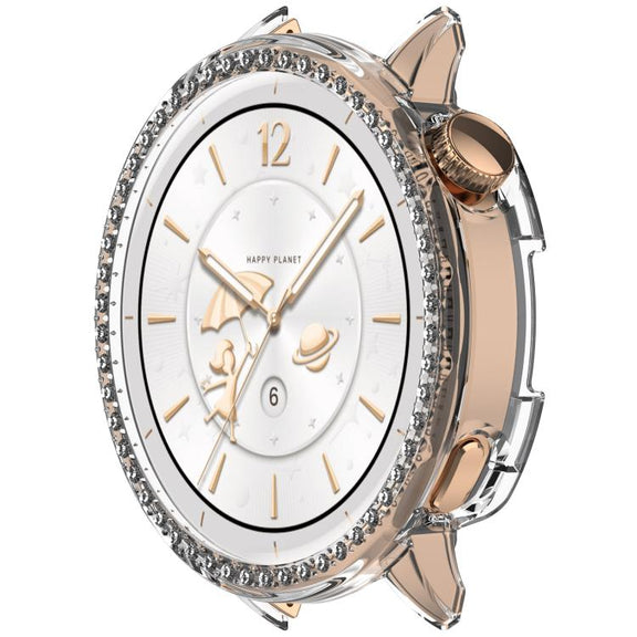 For OnePlus Watch 3 43mm Single Row Diamond Half Coverage Hollow PC Watch Protective Cover(Transparency)