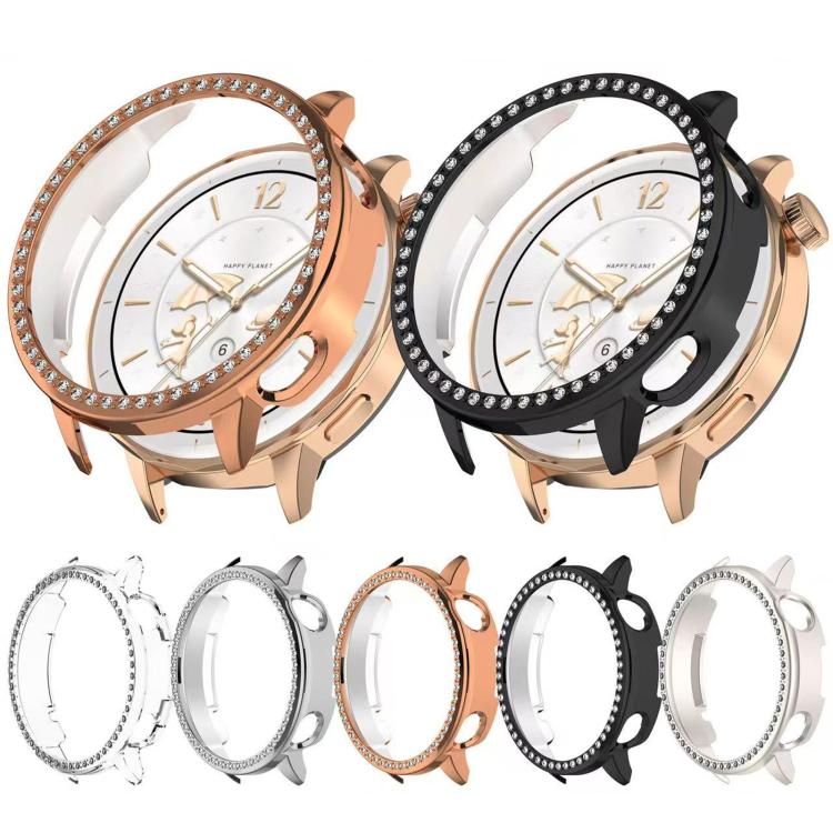 For OnePlus Watch 3 43mm Single Row Diamond Half Coverage Hollow PC Watch Protective Cover(Glossy Starlight Color)